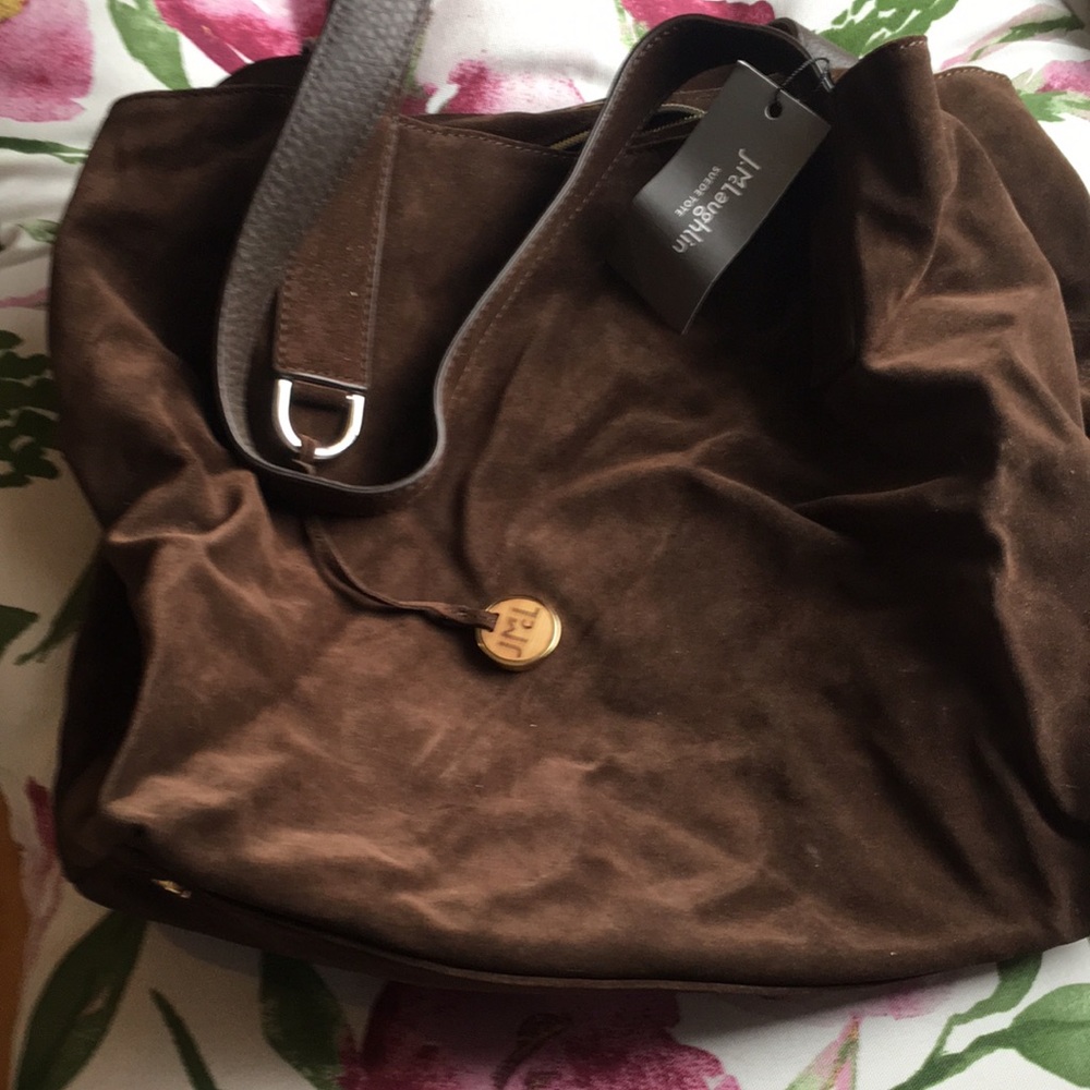 Brown Suede Shoulder Tote